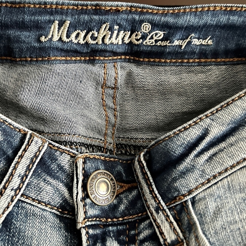 Machine Destroyed Cropped Jeans! Pearl accents! Sz Xs - Picture 8 of 13